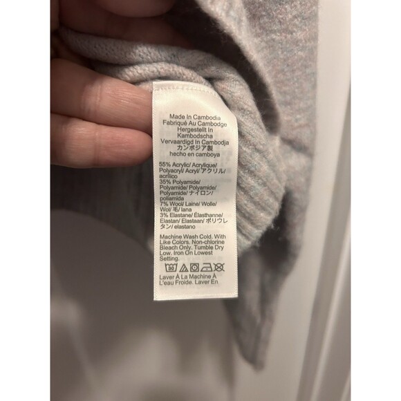 J. Crew Half-Zip Cable Sweater Extra-Soft Wool Blend-Heathered Grey Purple XXL - Picture 7 of 9